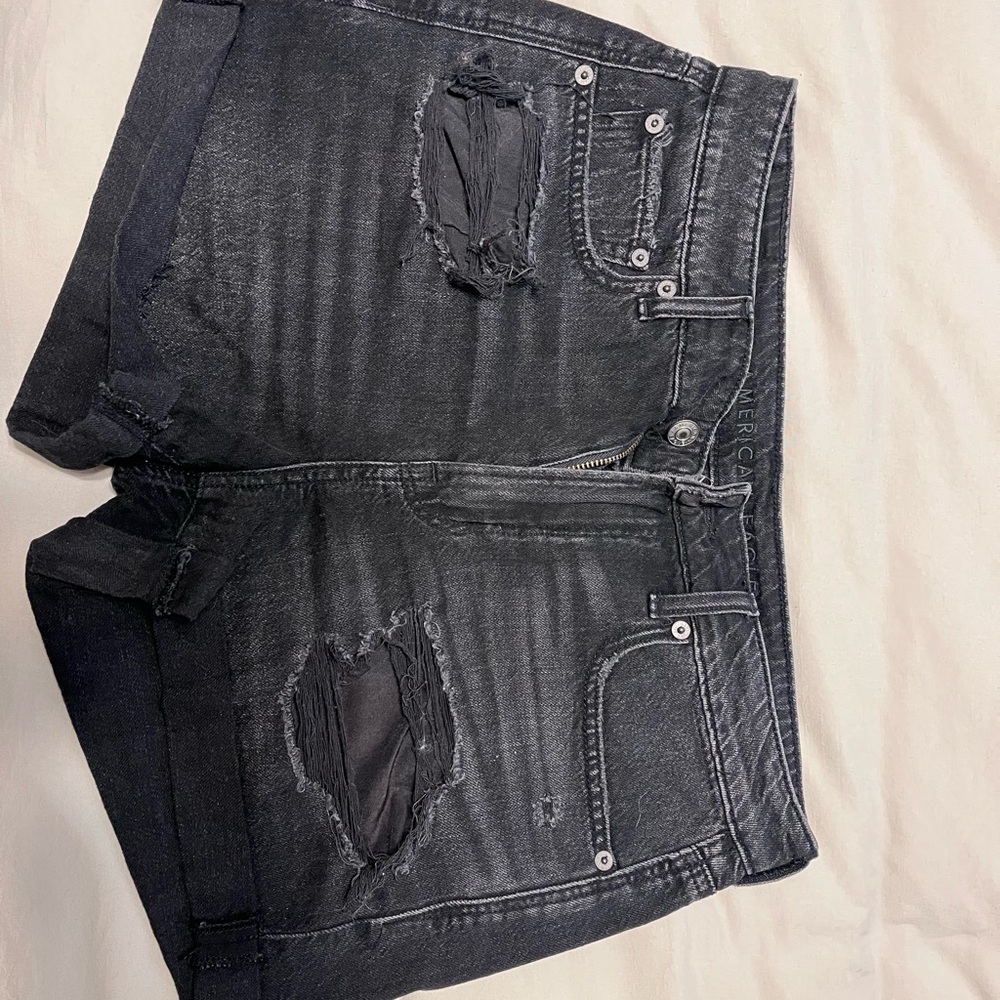 American Eagle Outfitters Black Distressed Jean Shorts
